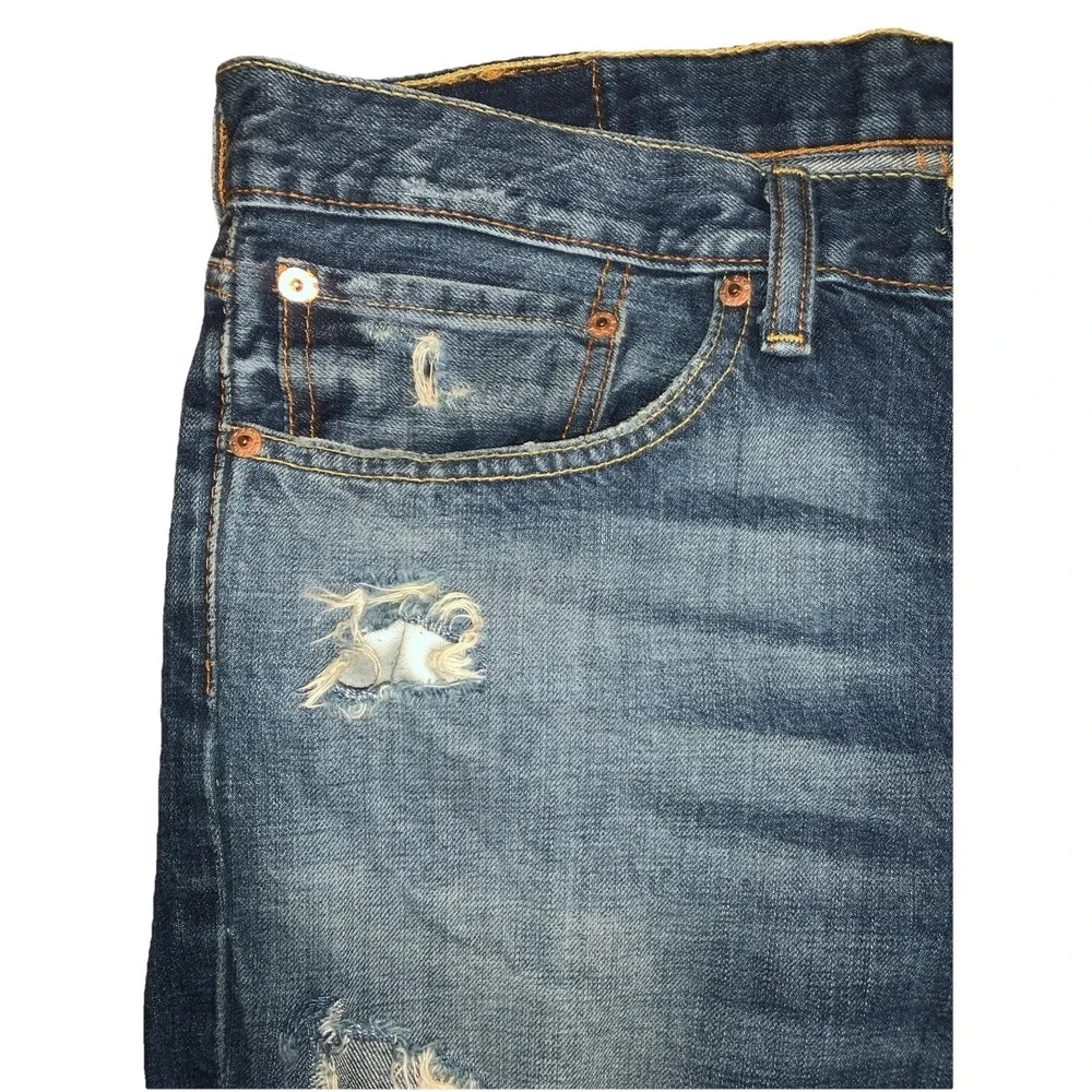 Levi's 511 Jeans Mens 34x34 Slim Fit Distressed Ripped Whiskered Grunge Zip Fly